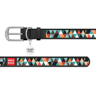 Нашийник WAUDOG Design з малюнком "Печворк 2", преміум шкіра, металевий пряжка (ширина 25 мм, довжина 38-49 см), чорний