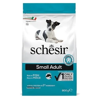Сухой монопротеиновый корм для взрослых собак мини пород Шезир Schesir Dog Small Adult Fish с рыбой 0,8кг