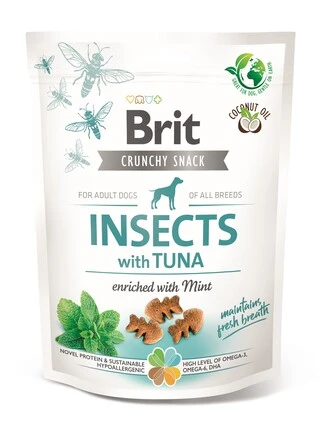 Лакомство для собак Brit Care Dog Crunchy Cracker Insects with Tuna для свежести дыхания насекомые, тунец, мята 200 г