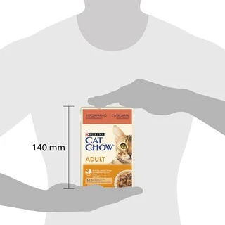 Упаковка вологого корму для дорослих котів Purina Cat Chow Adult з яловичиною та баклажанами 85 г x 26 шт