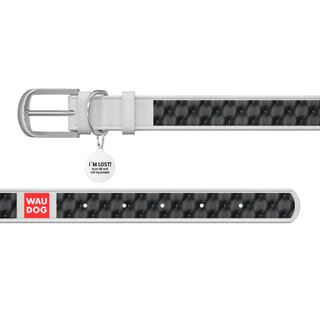 Нашийник WAUDOG Design з малюнком "Капітоне", преміум шкіра, металевий пряжка (ширина 25 мм, довжина 38-49 см), білий