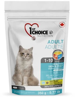 Сухой суперпремиум корм для кошек 1st Choice Adult Healthy Skin&amp;amp;Coat лосось 0.35 кг
