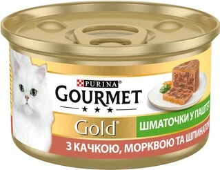 Упаковка влажного корма для кошек Purina Gourmet Gold Кусочки в паштете с уткой, морковью и шпинатом 24 шт по 85 г
