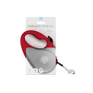 Поводок-рулетка CoLLaR для собак, розмір S, 15 кг, 5 м, стрічка, червоний
