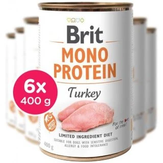 ПАК. Консервированный монопротеиновый корм для собак Brit Mono Protein Dog с индейкой, 6 шт по 400 г