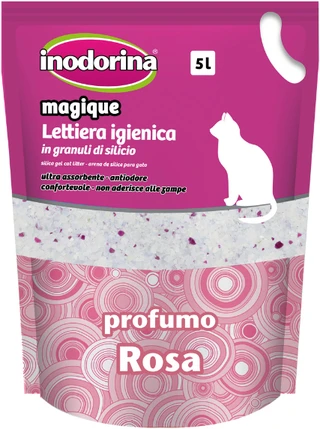 Наполнитель для кошачьих туалетов Inodorina силикагелевый Sanitary Litter с запахом розы 5л