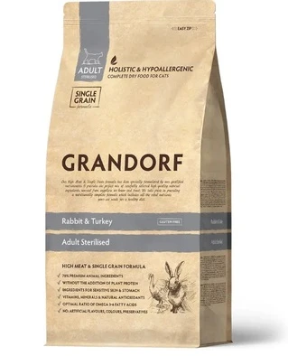 Сухий корм Grandorf Rabbit &amp;amp; Turkey and Brown Rice ADULT STERILIZED для стерилізованих котів кролик, індичка з рисом 8 кг