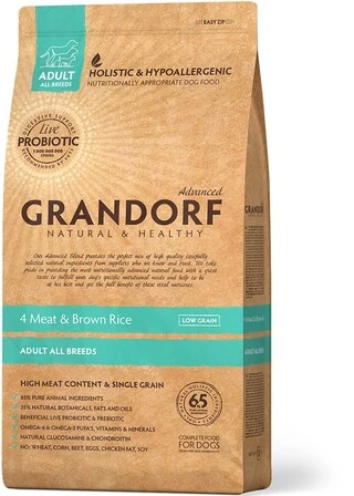 Сухой корм Grandorf Living Probiotics 4 Meat &amp;amp; Brown Rice All breeds 4 мяса с пробиотиками для собак всех пород 3 кг