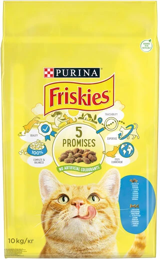 Сухой корм для кошек Purina Friskies со вкусом лосося и овощей 10 кг