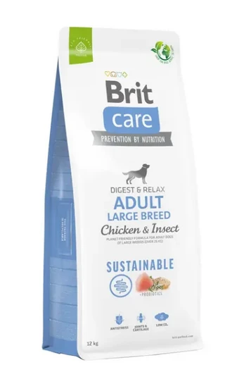 Корм для собак великих порід Brit Care Dog Sustainable Adult Large Breed з куркою та комахами 12 кг (8595602558742)