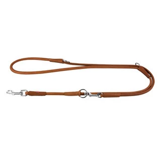 Поводок-перестежка для собак шкіряний WAUDOG Soft, круглий, Д 6 мм, Дл 183 см, коричневий