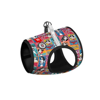 М'яка шлея для собак WAUDOG Clothes з QR паспортом, малюнок "Чудо-жінка комікс", XS3, Обхват 32-35 см, Ширина 22-24 см