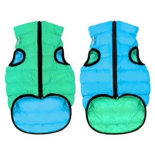 Куртка для собак AiryVest Lumi двостороння, що світиться, розмір М 50, салатово-блакитна