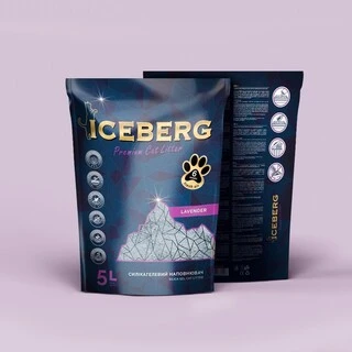 Гігієнічний наповнювач Iceberg на основі силікагелю для котячих туалетів з ароматом лаванди, 5л (4820266800086)