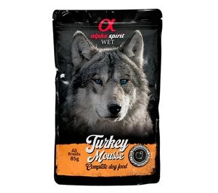Влажный корм Alpha Spirit MOUSSE, для взрослых собак, индейка, мусс, 85 г