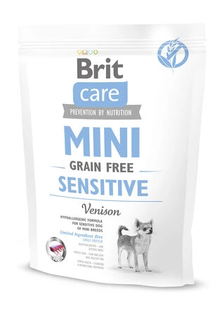 Сухой беззерновой корм Brit Care Grain Free Mini Sensitive Venison для собак мелких пород с чувствительным пищеварением с олениной 0.4 кг
