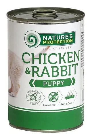 Влажный корм для щенков всех пород с курятиной и крольчатиной Nature's Protection Puppy chicken &amp;amp; rabbit 800г