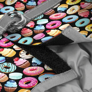 Шлея для собак мягкая WAUDOG Clothes c QR паспортом, рисунок "Пончики", XS4,В 36-39 см, С 26-28 см