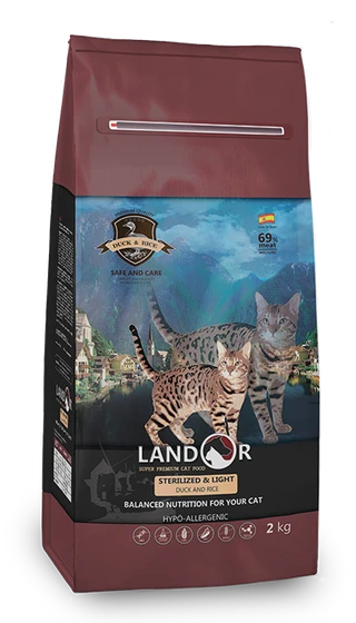 Сухий корм Landor (Ландор) для стерилізованих котів з надмірною вагою качка рис 10кг