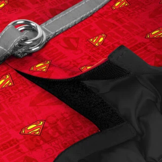М'яка шлея для собак WAUDOG Clothes з QR паспортом, малюнок "Супермен червоний", XS4, В 36-39 см, С 26-28 см