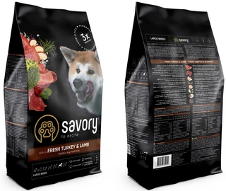 Сухой корм для собак крупных пород Savory со свежим мясом индейки и ягненка 3 кг