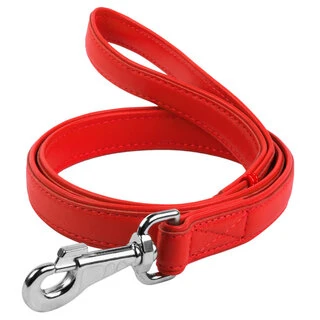 Повідок для собак шкіряний WAUDOG Glamour, Ш 18 мм, Дл 122 см, червоний