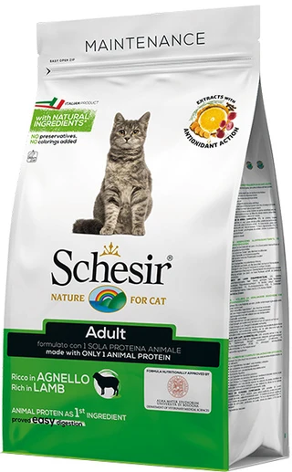 Сухой монопротеиновый корм для взрослых котов Schesir Cat Adult Lamb с ягненком 3 кг (2 шт по 1,5 кг)
