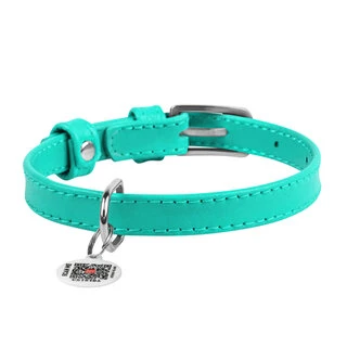 Нашийник для собак шкіряний WAUDOG Glamour з QR паспортом, без прикрас, Ш 15 мм, Дл 27-36 см, ментоловий
