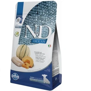 Фармина сухой корм для собак N&amp;amp;D GRAIN FREE OCEAN COD, PUMPKIN &amp;amp; CANTALOUPE MELON PUPPY MINI с треской, дыней 800 г