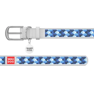 Нашийник WAUDOG Design з малюнком "Луска", преміум шкіра, металевий пряжка (ширина 20 мм, довжина 30-39 см), білий