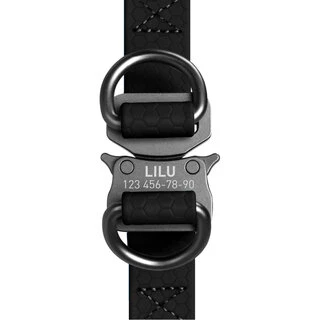 Поводок для собак водостійкий WAUDOG Waterproof з QR-паспортом, металевий фастекс, Ш 15 мм, Дл 40-55 см, чорний