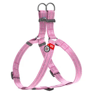 Шлея з відновленого бавовни WAUDOG Re-cotton з QR паспортом, світловідбиваюча, пластиковий фастекс, M, Ш 20 мм, Дл 50-80 см, рожевий