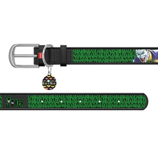 Ошейник для собак кожаный WAUDOG Design с QR паспортом, рисунок "Джокер", Ш 25 мм, Дл 37-48 см, черный