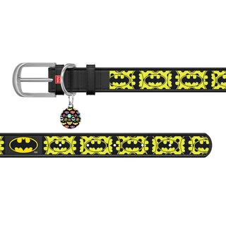 Нашийник для собак шкіряний WAUDOG Design з QR паспортом, малюнок "Бетмен4", Ш 35 мм, Дл 44-58 см, чорний