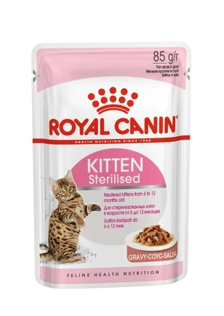 ПАК.Влажный корм Royal Canin KITTEN STERILISED IN GRAVY (Соус) для стерилизованных котят 12шт по 85 г