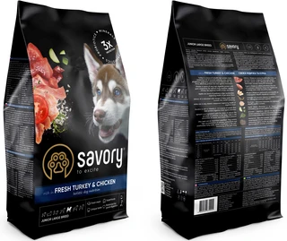 Сухой корм для щенков крупных пород Savory со свежим мясом индейки и курицы 3 кг