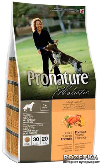 Сухой корм для взрослых собак Pronature Holistic Adult со вкусом утки и апельсинов 2.72 кг