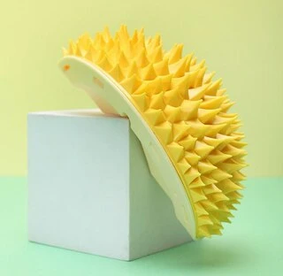 Масажна щітка для котів з кріпленням + котяча м'ята - жовта