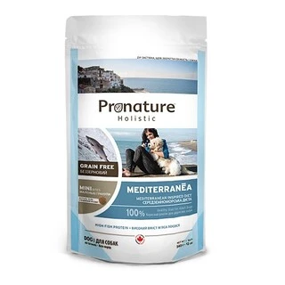 Беззерновой сухой корм Pronature Holistic Dog Mediterranea Small Bites для собак мини и малых пород, Лосось с вялеными томатами 340 г