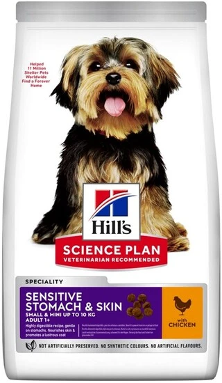 Сухой корм при чувствительном желудке и коже Hill&rsquo;s Science Plan Adult Sensitive Stomach&amp;amp;Skin Small&amp;amp;MIni с курицей 1.5 кг