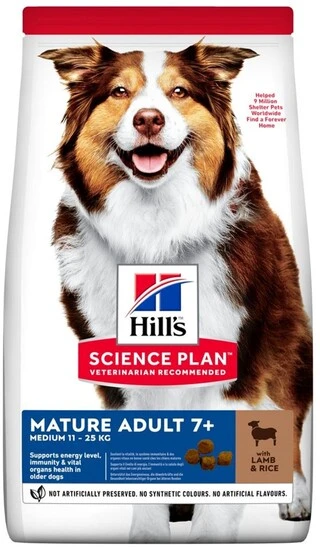 Сухий корм для зрілих собак від 7 років Hill&rsquo;s Science Plan Mature Adult 7+ Medium Breed з ягням та рисом 14 кг