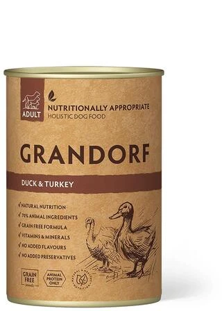 Влажный корм для взрослых собак Grandorf Dog - Duck &amp;amp; Turkey - Adult, с уткой и индейкой, 400 г (5407007852154)