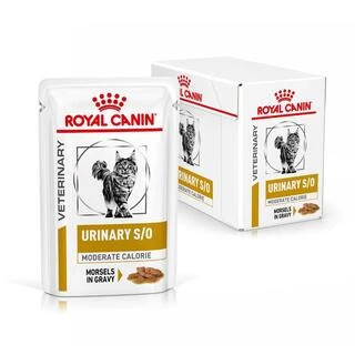 ПАК.Влажный лечебный корм Royal Canin Urinary S/O Moderate Calorie для котов склонных к лишнему весу и МКБ 12шт по 85 г