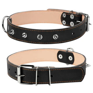 Нашийник "CoLLaR" подвійний з шипами (ширина 35мм, довжина 48-63см), чорний