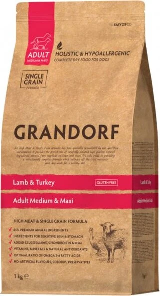 Сухой корм Grandorfi для собак средних и крупных пород с 1 года с мяса ягненка и индейки 1 кг