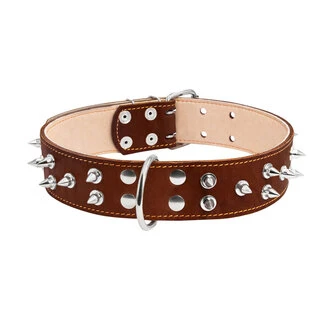 Нашийник "CoLLaR" подвійний з шипами (ширина 45мм, довжина 56-68см), коричневий