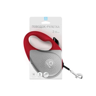 Поводок-рулетка CoLLaR для собак, розмір M, 25 кг, 5 м, стрічка, червоний