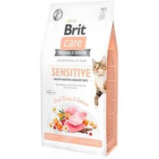Сухой корм для привередливых кошек Brit Care Cat GF Sensitive Digestion &amp;amp; Delicate Taste с индейкой и лососем 7 кг