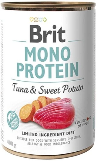 ПАК. Влажный монопротеиновый корм для собак Brit Mono Protein с тунцом и бататом, 6 шт по 400 г