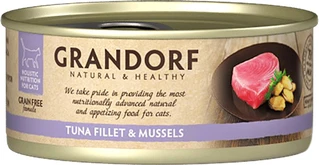 Упаковка влажного корма для котов Grandorf Филе тунца с мидиями 6 шт по 70 г